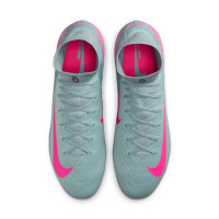 Nike Zoom Mercurial Superfly 10 Elite Gazon Naturel Chaussures de Foot (FG) Bleu Clair Rose Vif