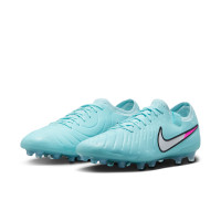 Nike Tiempo Legend 10 Elite Kunstgras Voetbalschoenen (AG) Lichtblauw Wit Felroze