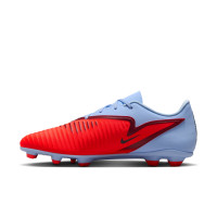 Nike Phantom 6 Low Club Gazon Naturel Artificiel Chaussures de Foot (MG) Bleu Clair Rouge Vif Noir