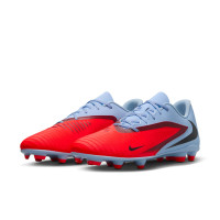 Nike Phantom 6 Low Club Gazon Naturel Artificiel Chaussures de Foot (MG) Bleu Clair Rouge Vif Noir