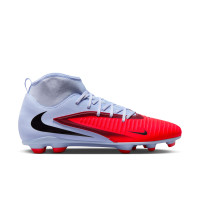 Nike Phantom 6 High Club Gazon Naturel Artificiel Chaussures de Foot (MG) Bleu Clair Rouge Vif Noir