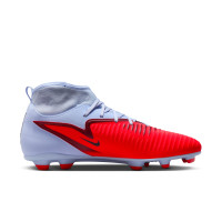 Nike Phantom 6 High Club Gazon Naturel Artificiel Chaussures de Foot (MG) Bleu Clair Rouge Vif Noir