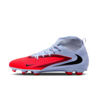 Nike Phantom 6 High Club Gazon Naturel Artificiel Chaussures de Foot (MG) Bleu Clair Rouge Vif Noir