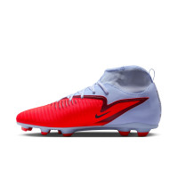 Nike Phantom 6 High Club Gazon Naturel Artificiel Chaussures de Foot (MG) Bleu Clair Rouge Vif Noir