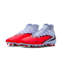 Nike Phantom 6 High Club Gazon Naturel Artificiel Chaussures de Foot (MG) Bleu Clair Rouge Vif Noir