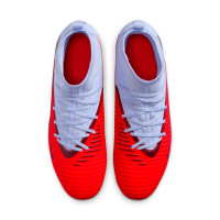 Nike Phantom 6 High Club Gazon Naturel Artificiel Chaussures de Foot (MG) Bleu Clair Rouge Vif Noir