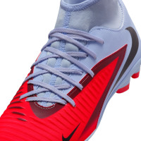 Nike Phantom 6 High Club Gazon Naturel Artificiel Chaussures de Foot (MG) Bleu Clair Rouge Vif Noir