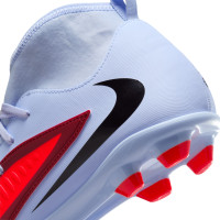 Nike Phantom 6 High Club Gazon Naturel Artificiel Chaussures de Foot (MG) Bleu Clair Rouge Vif Noir