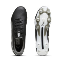 PUMA King Ultimate IJzeren-Nop Voetbalschoenen (SG) Zwart Wit Grijs
