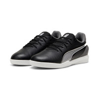 PUMA King Match Chaussures de Foot en Salle (IN) Enfants Noir Blanc Gris