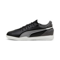PUMA King Match Chaussures de Foot en Salle (IN) Enfants Noir Blanc Gris