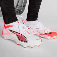 PUMA Ultra 5 Match Gras / Kunstgras Voetbalschoenen (MG) Kids Wit Zwart Rood