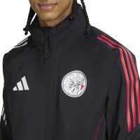 adidas Ajax Veste Imperméable 2025-2026 Noir Blanc Rouge