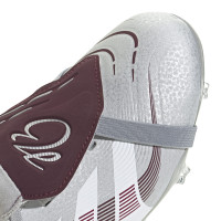 adidas Predator Bellingham League FT Gras Voetbalschoenen (FG) Kids Zilver Rood Wit