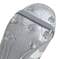 adidas Predator Bellingham League FT Gras Voetbalschoenen (FG) Kids Zilver Rood Wit