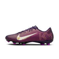 Nike Zoom Mercurial Vapor 16 Mbappé Academy Gazon Naturel Artificiel Chaussures de Foot (MG) Mauve Doré Blanc