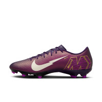 Nike Zoom Mercurial Vapor 16 Mbappé Academy Gazon Naturel Artificiel Chaussures de Foot (MG) Mauve Doré Blanc