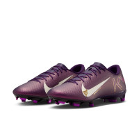 Nike Zoom Mercurial Vapor 16 Mbappé Academy Gazon Naturel Artificiel Chaussures de Foot (MG) Mauve Doré Blanc