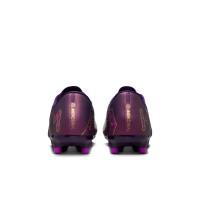 Nike Zoom Mercurial Vapor 16 Mbappé Academy Gazon Naturel Artificiel Chaussures de Foot (MG) Mauve Doré Blanc