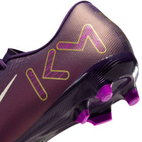 Nike Zoom Mercurial Vapor 16 Mbappé Academy Gazon Naturel Artificiel Chaussures de Foot (MG) Mauve Doré Blanc
