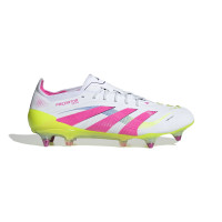 adidas Predator Elite Crampons Vissés Chaussures de Foot (SG) Blanc Rose Jaune Vif