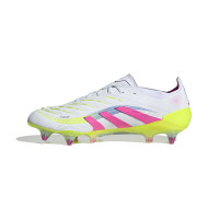 adidas Predator Elite Crampons Vissés Chaussures de Foot (SG) Blanc Rose Jaune Vif