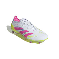 adidas Predator Elite Crampons Vissés Chaussures de Foot (SG) Blanc Rose Jaune Vif