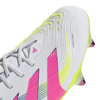 adidas Predator Elite Crampons Vissés Chaussures de Foot (SG) Blanc Rose Jaune Vif
