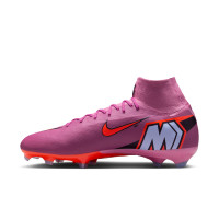 Nike Zoom Mercurial Superfly 10 Pro Gazon Naturel Chaussures de Foot (FG) Rose Rouge Vif Bleu Clair