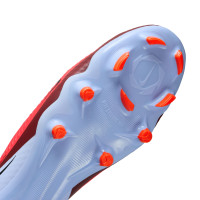 Nike Phantom 6 Low Academy Gras / Kunstgras Voetbalschoenen (MG) Lichtblauw Felrood Zwart