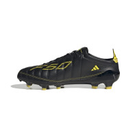 adidas F50 Elite 2010 Leather Gazon Naturel Chaussures de Foot (FG) Noir Jaune
