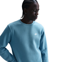 Pull Nike Club Crew blanc turquoise