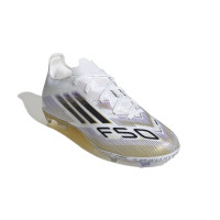 adidas F50 Elite Gazon Naturel Chaussures de Foot (FG) Enfants Blanc Noir Doré