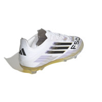 adidas F50 Elite Gazon Naturel Chaussures de Foot (FG) Enfants Blanc Noir Doré