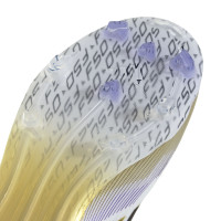 adidas F50 Elite Gazon Naturel Chaussures de Foot (FG) Enfants Blanc Noir Doré