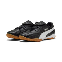 PUMA King Liga Chaussures de Foot en Salle (IN) Noir Blanc Argenté