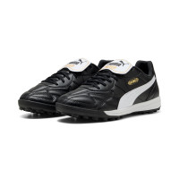 PUMA King Top Turf Voetbalschoenen (TF) Zwart Wit Goud