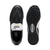 PUMA King Top Turf Voetbalschoenen (TF) Zwart Wit Goud