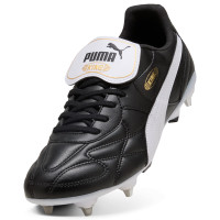 PUMA King Top Crampons Vissés Chaussures de Foot (SG) Noir Blanc Doré