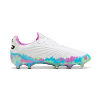 PUMA King Ultimate Brilliance Gras / Kunstgras Voetbalschoenen (MG) Dames Wit Paars Blauw