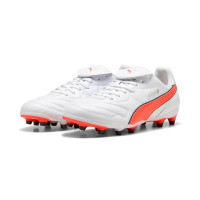 PUMA King Liga Gazon Naturel Artificiel Chaussures de Foot (MG) Blanc Orange Noir