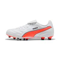 PUMA King Liga Gazon Naturel Artificiel Chaussures de Foot (MG) Blanc Orange Noir