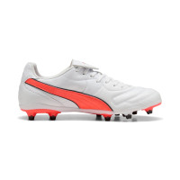 PUMA King Liga Gazon Naturel Artificiel Chaussures de Foot (MG) Blanc Orange Noir