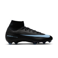 Nike Zoom Mercurial Superfly 10 Pro Gazon Naturel Chaussures de Foot (FG) Noir Bleu Clair