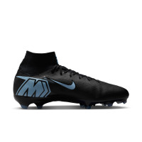 Nike Zoom Mercurial Superfly 10 Pro Gazon Naturel Chaussures de Foot (FG) Noir Bleu Clair