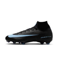 Nike Zoom Mercurial Superfly 10 Pro Gazon Naturel Chaussures de Foot (FG) Noir Bleu Clair