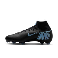 Nike Zoom Mercurial Superfly 10 Pro Gazon Naturel Chaussures de Foot (FG) Noir Bleu Clair