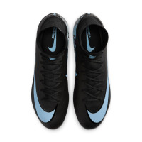 Nike Zoom Mercurial Superfly 10 Pro Gazon Naturel Chaussures de Foot (FG) Noir Bleu Clair