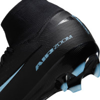 Nike Zoom Mercurial Superfly 10 Pro Gazon Naturel Chaussures de Foot (FG) Noir Bleu Clair