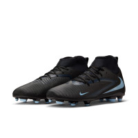 Nike Phantom 6 High Club Gazon Naturel Artificiel Chaussures de Foot (MG) Noir Bleu Clair